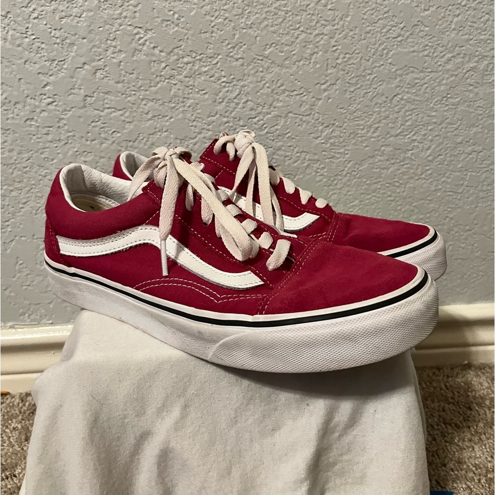 Red Vans Womens:9.5 (worn once or twice) great condition
